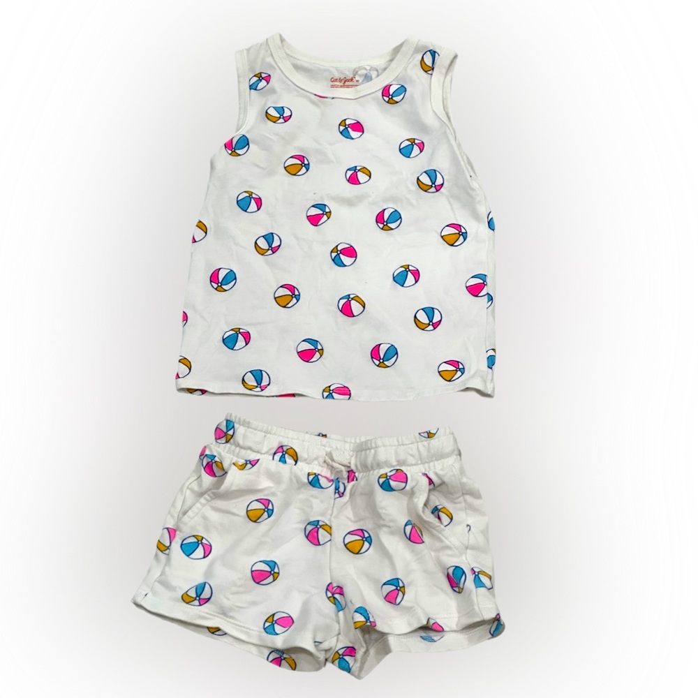 Cat & Jack Kids Tank Top and Shorts Set Beach Ball Print Size 4T